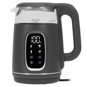 Hervidor de agua eléctrico Adler AD 1305 G — 1,7 L, 2200 W, termostato regulable, indicador LED, gris