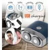 Afeitadora rotativa Adler AD 2937, 2 cabezales giratorios, batería de Li-Ion 250 mAh recargable, lavable, inalámbrica, azul