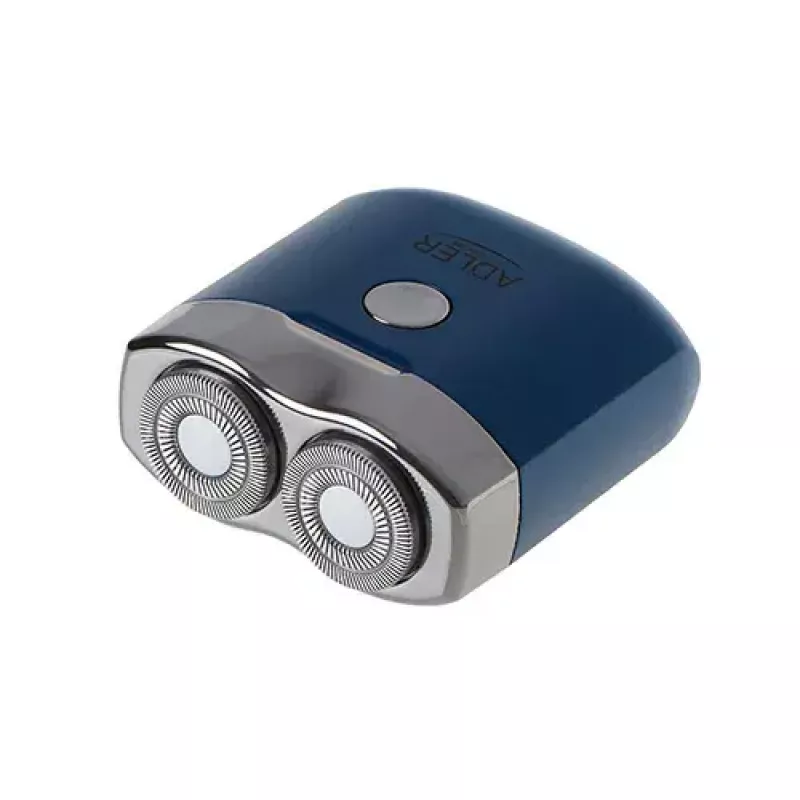 Afeitadora rotativa Adler AD 2937, 2 cabezales giratorios, batería de Li-Ion 250 mAh recargable, lavable, inalámbrica, azul