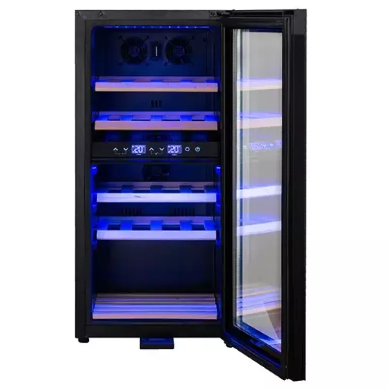 Vinoteca termoeléctrica Adler AD 8080, de libre instalación negra, 24 botellas, 2 zonas, 60 L, control táctil