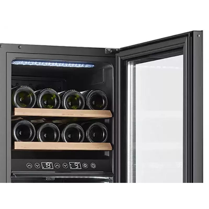 Vinoteca termoeléctrica Adler AD 8080, de libre instalación negra, 24 botellas, 2 zonas, 60 L, control táctil