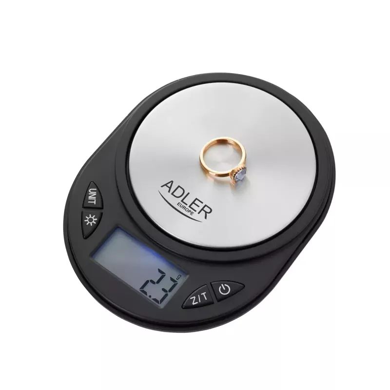 Báscula de precisión Adler AD 3162 – 750 g de capacidad, 0,1 g de precisión, negra