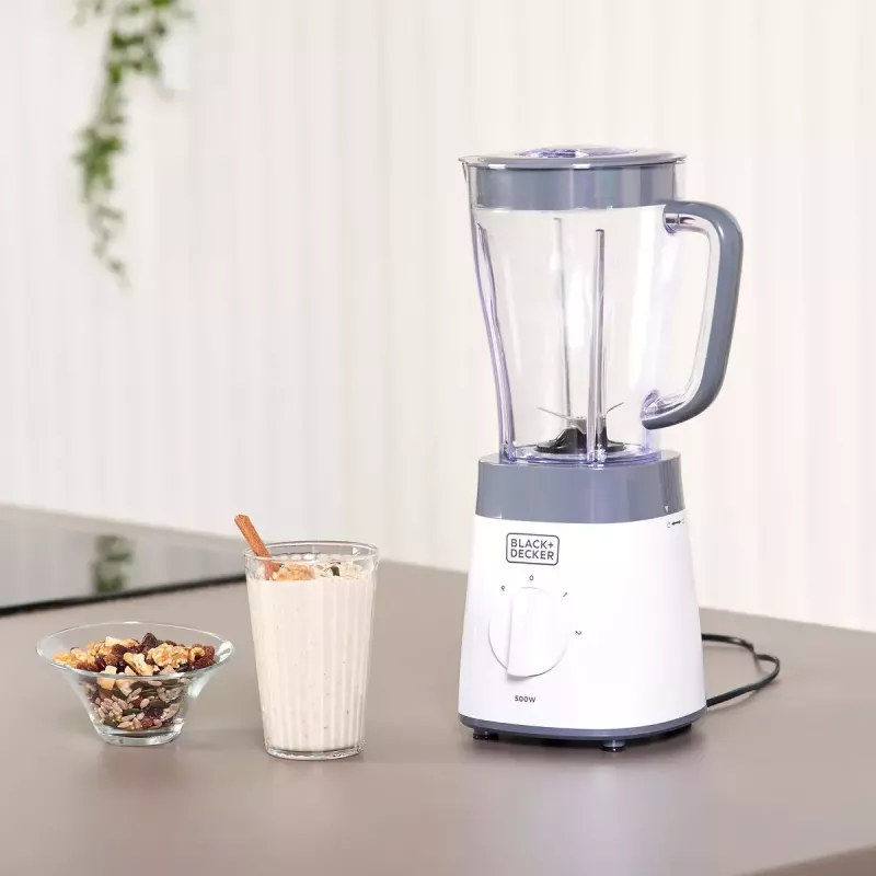Batidora de mesa Black & Decker BXJB500E – 1,5 L jarra de vidrio, 500 W, 2 velocidades, pulsación, Ice-Crush