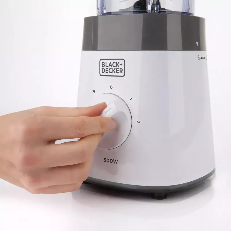 Batidora de mesa Black & Decker BXJB500E – 1,5 L jarra de vidrio, 500 W, 2 velocidades, pulsación, Ice-Crush