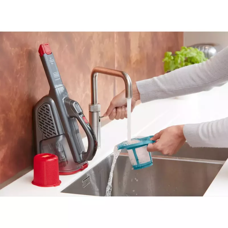 Aspirador de mano Black & Decker BHHV315J — 12V inalámbrico, 20 AW de potencia de succión, 0,7 L sin bolsa, 16 min de autonomía