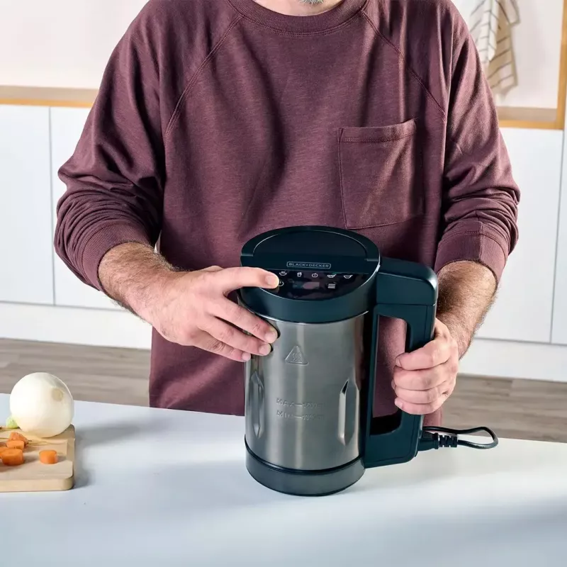 Olla eléctrica para sopa Black & Decker BXSM1000E 1,6 L, 1.040 W, acero inoxidable, 6 programas, control táctil, batido, bloqueo de seguridad