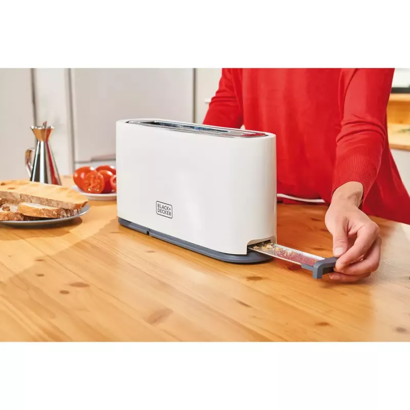 Tostadora Black & Decker BXTO1001E 1 ranura 1000 W blanca, 7 niveles de tostado, ranura larga