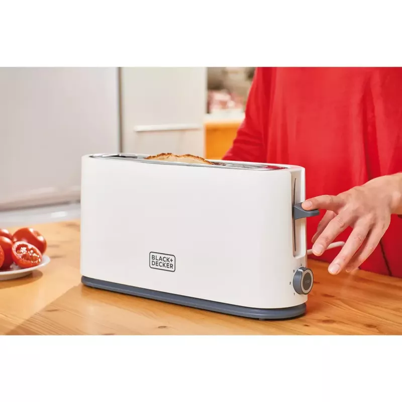 Tostadora Black & Decker BXTO1001E 1 ranura 1000 W blanca, 7 niveles de tostado, ranura larga