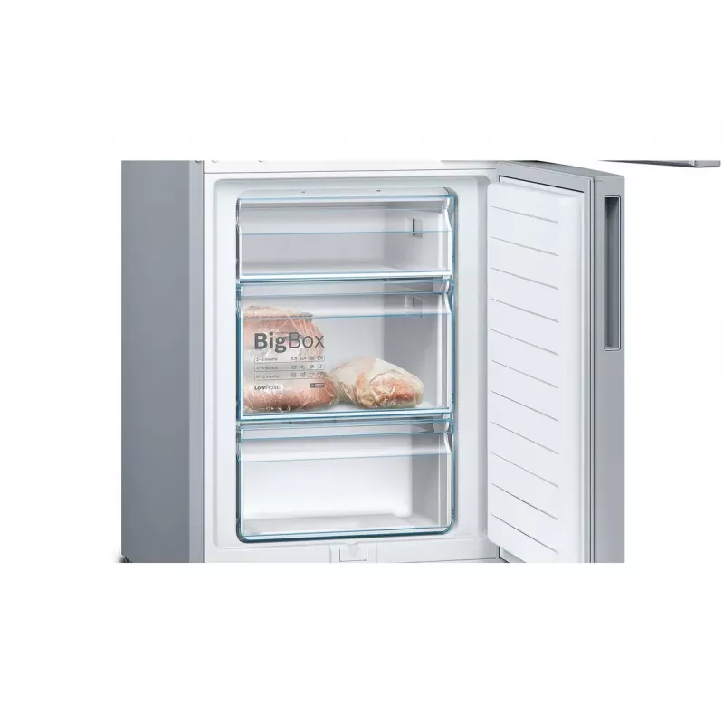 Frigorífico combi Bosch Serie 4 KGV33VLEA — independiente, acero inoxidable, 289 l de volumen total (195 l frigorífico / 94 l congelador), clase E, 176 cm