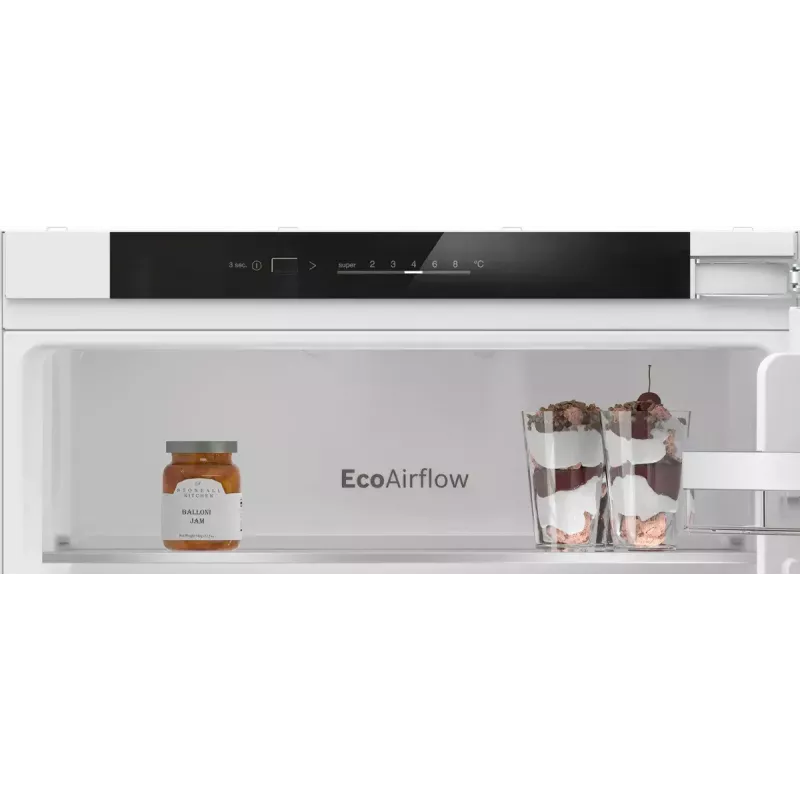 Frigorífico combi empotrable Bosch Serie 4 KIV86VFE1 — 267 l de volumen total (183 l frigorífico / 84 l congelador), congelador inferior, blanco