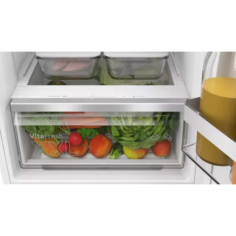 Frigorífico combi empotrable Bosch Serie 4 KIV86VFE1 — 267 l de volumen total (183 l frigorífico / 84 l congelador), congelador inferior, blanco