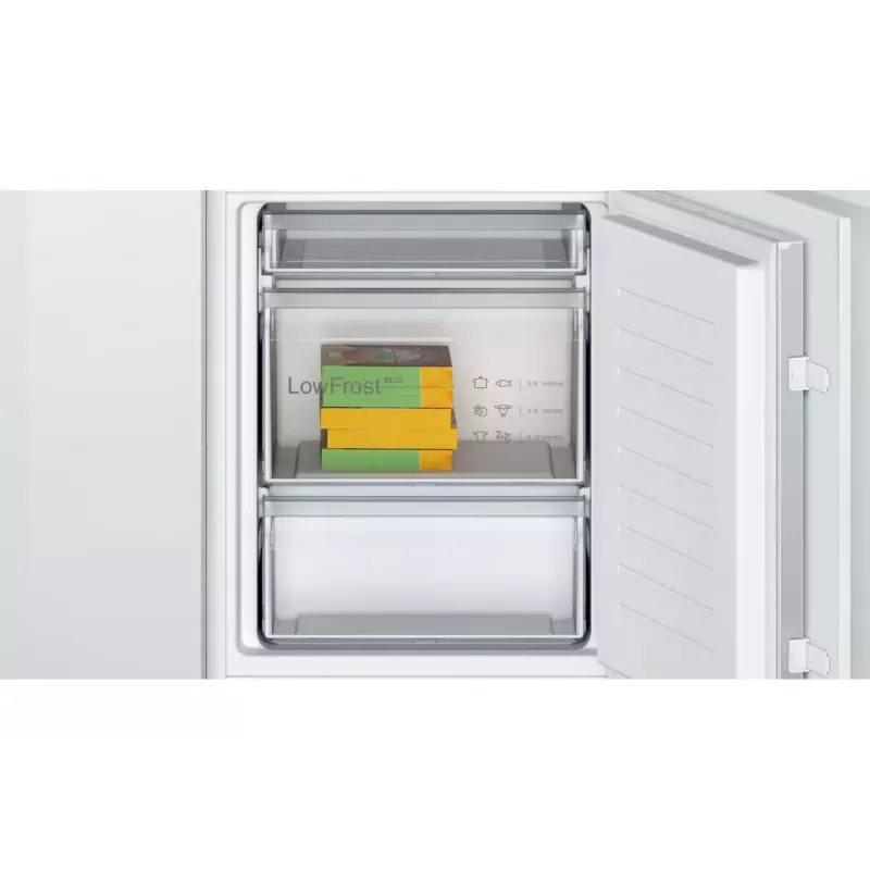 Frigorífico combi empotrable Bosch Serie 2 KIV86NSE0 — 267 L, congelador inferior, blanco, 177,2×54,1×54,8 cm, clase de eficiencia energética E