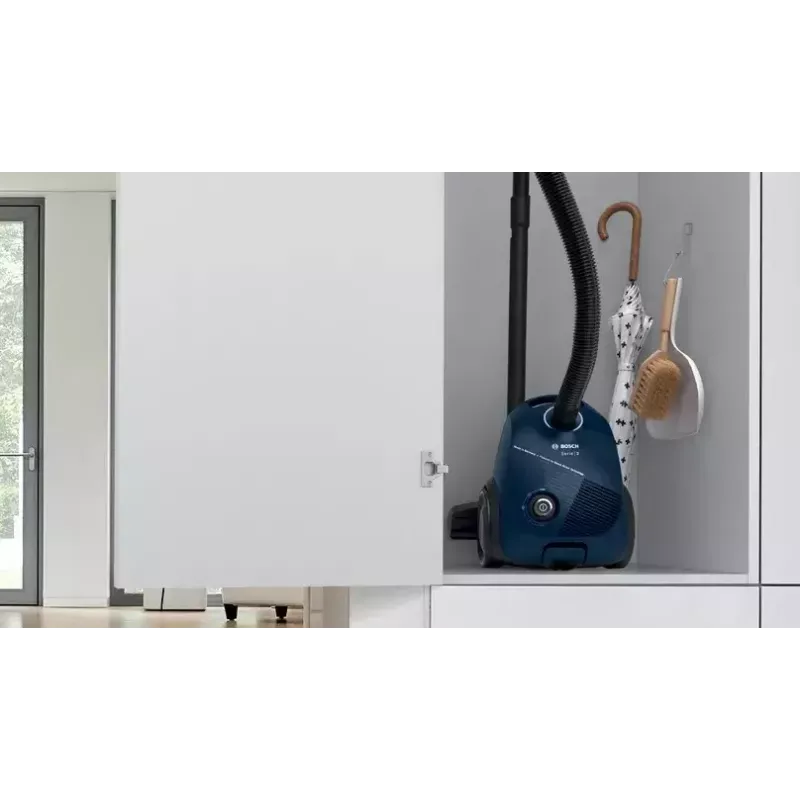 Aspirador de escoba Bosch Serie 2 BGBS2BU1T — 850 W, bolsa de 3,5 l, radio de acción de 8 m, azul