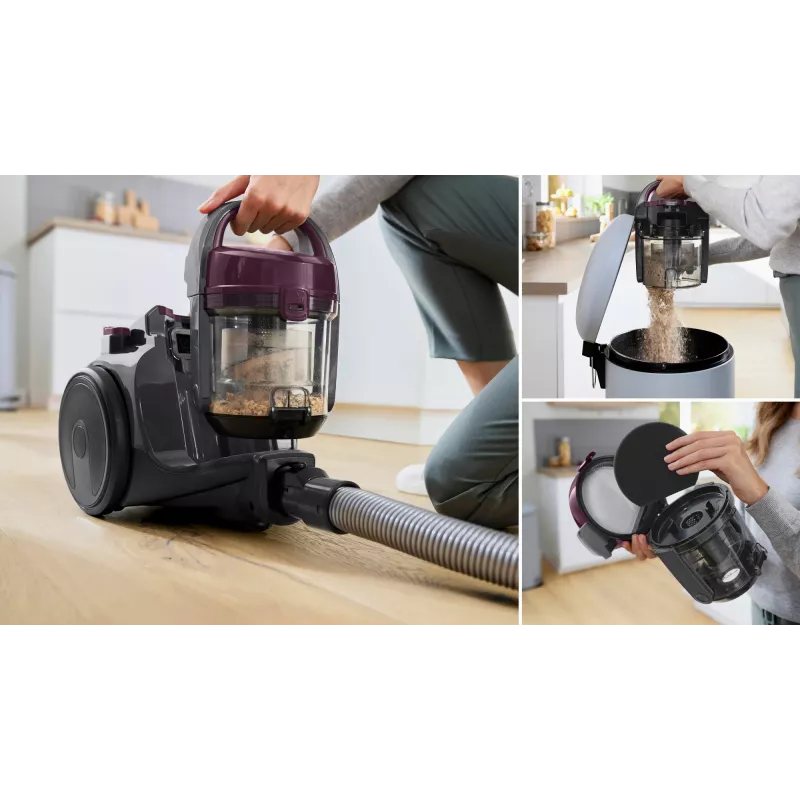 Aspirador de escoba Bosch BGC05AAA1 — 700 W, 1,5 l sin bolsa, HEPA 12, tubo telescópico de acero inoxidable, radio de acción de 9 m, gris