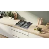 Placa de gas de empotrar Bosch PCH6A5I90 — 60 cm, acero inoxidable, 4 zonas de gas + 1 wok, Flame Select, soportes de hierro fundido
