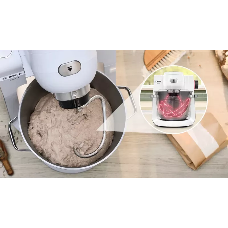Bosch Serie 6 MUMS6EW22 robot de cocina, 1600 W, set de repostería, accesorio de batidora, blanco/acero inoxidable