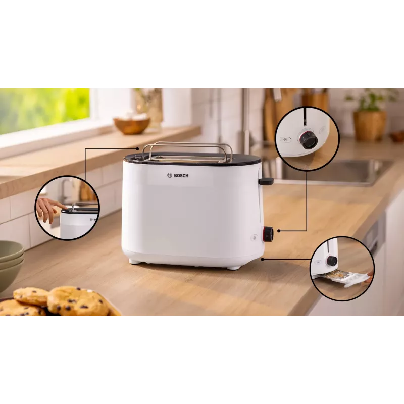 Tostadora Bosch TAT2M121 6 2 rebanadas 950 W blanca