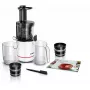 Exprimidor lento Bosch MESM500W — motor de 150 W, recipiente de zumo de 1 L, compacto 152×152×427 mm, blanco/negro
