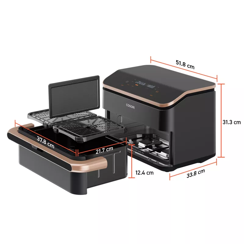 Freidora de aire Cosori Dual Blaze Twinfry Chef Edition doble 10 L de pie 2800 W gris oscuro, oro rosa