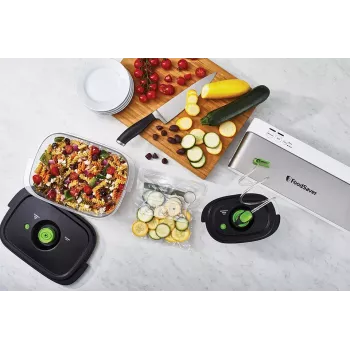 Envasadora al vacío FoodSaver VS0100X — dial giratorio, incluye rollo de film y 4 bolsas de vacío, blanco plateado