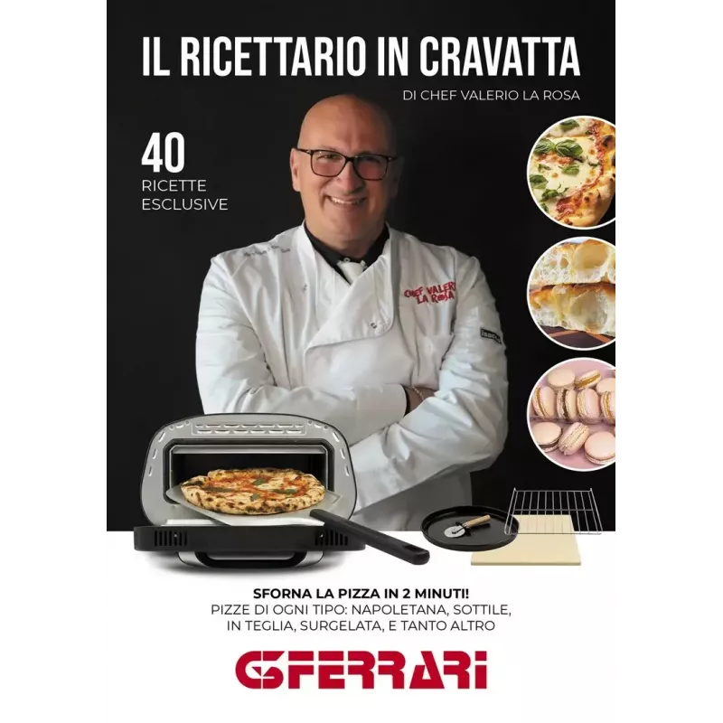Horno eléctrico de mesa para pizza G3FERRARI G1018600 PRONTO PIZZA — 1700 W, superficie de piedra, máx. 420°C, apto para pizza de Ø32 cm