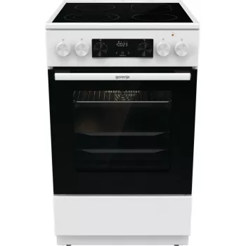 Cocina independiente Gorenje GECS5C70WA placa eléctrica con placas espirales, 4 zonas, blanca, horno 70 L, mandos giratorios, indicador LED