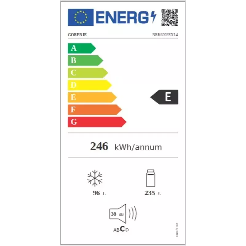Gorenje NRK6202EXL4 frigorífico combi de libre instalación, 331 l, clase energética E, gris