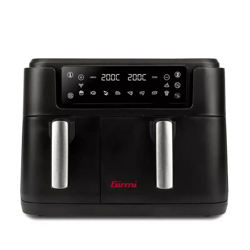 Freidora de aire Girmi FG26, freidora de mesa de doble cesta, 9 l total (5,5 l + 3,5 l), 2400 W, 10 programas, hasta 200 °C