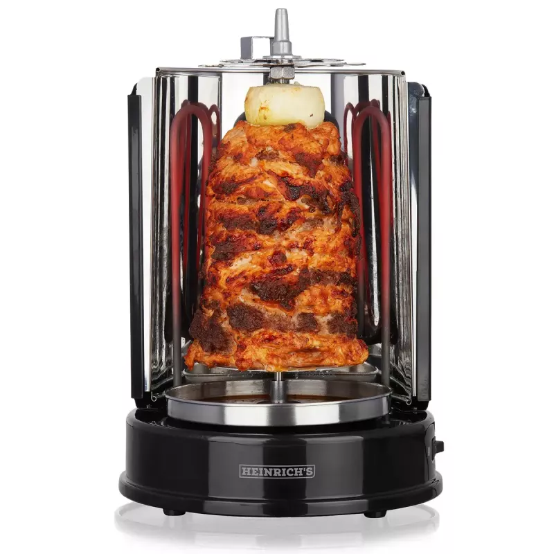 Heinrich's HDG 8687 Grill para kebab, 1400 W, negro