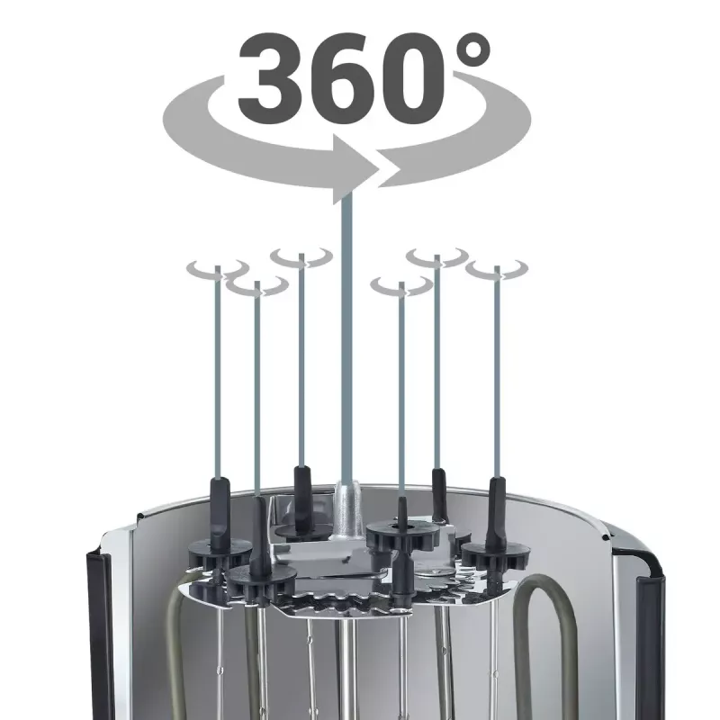 Heinrich's HDG 8687 Grill para kebab, 1400 W, negro