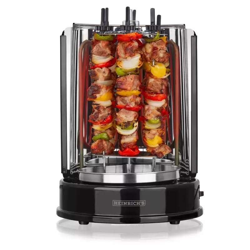 Heinrich's HDG 8687 Grill para kebab, 1400 W, negro