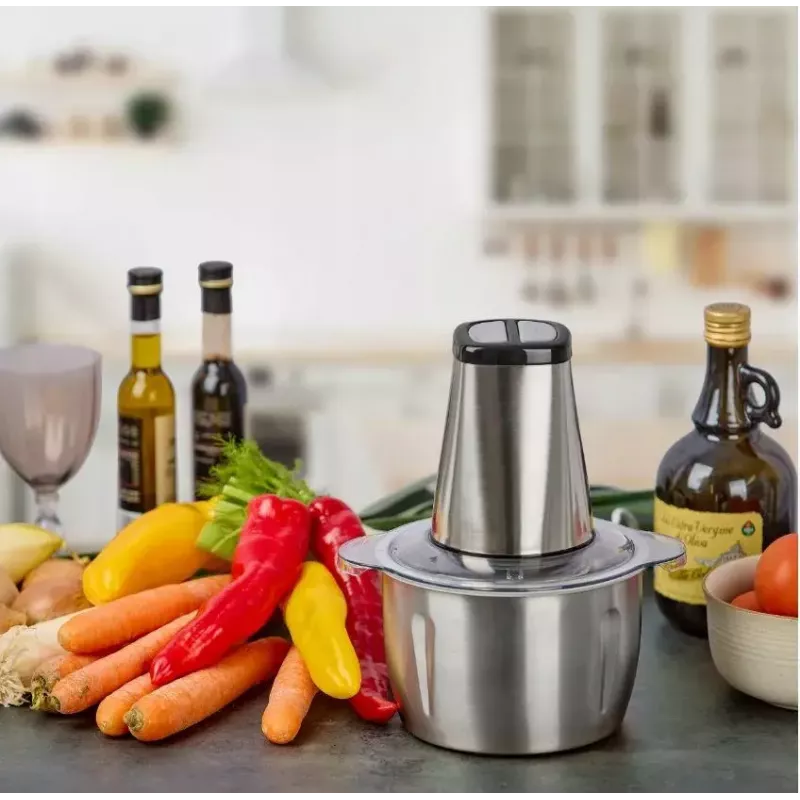 Picadora eléctrica HEINRICH'S HMZ 8849 — 2 L, 500 W, trituración de hielo, cortador de verduras y frutas, gris