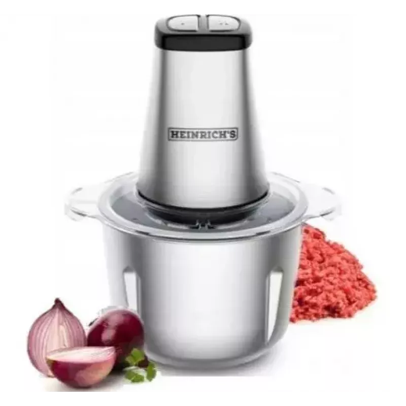 Picadora eléctrica HEINRICH'S HMZ 8849 — 2 L, 500 W, trituración de hielo, cortador de verduras y frutas, gris