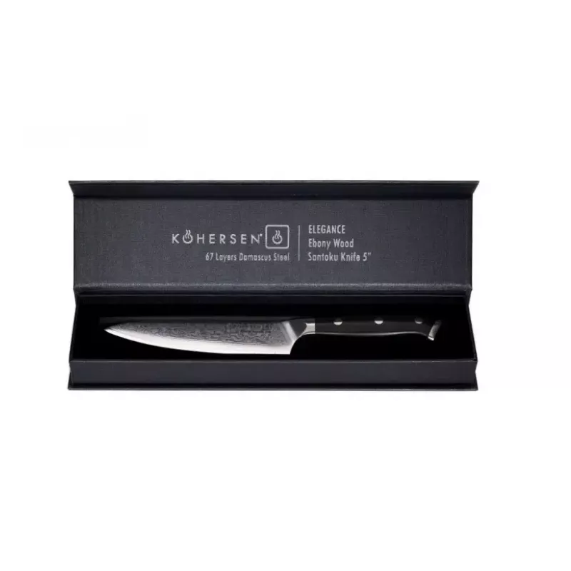 Cuchillo universal KOHERSEN Elegance ébano, hoja damasco 12,7 cm, longitud total 243 mm, 127 g