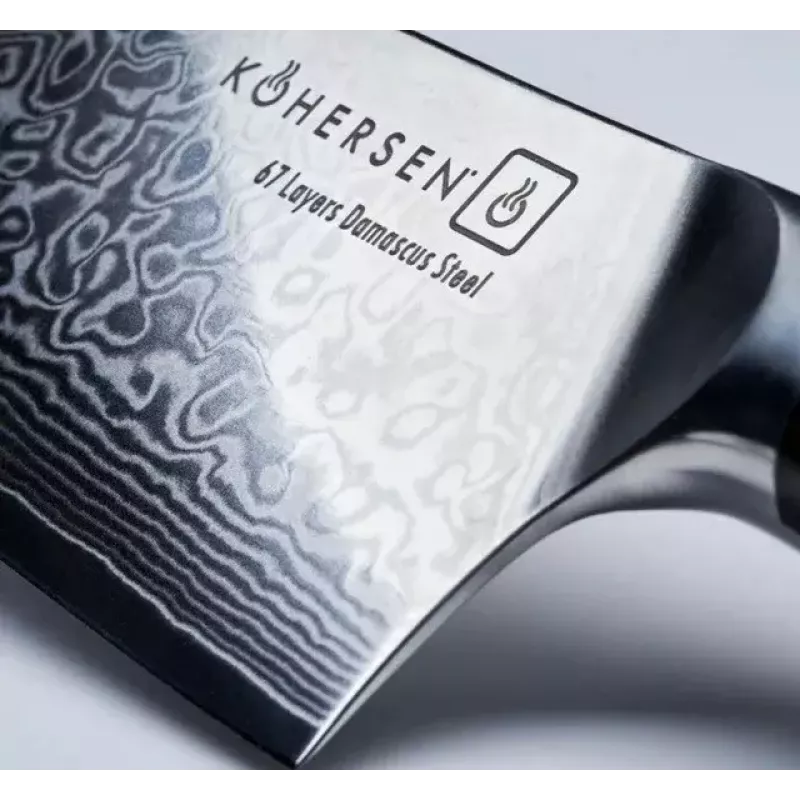 Cuchillo de picar KOHERSEN Elegance ébano acero damasco cuchillo de picar 16,5 cm, 60 HRC, mango de 13 cm, 335 g
