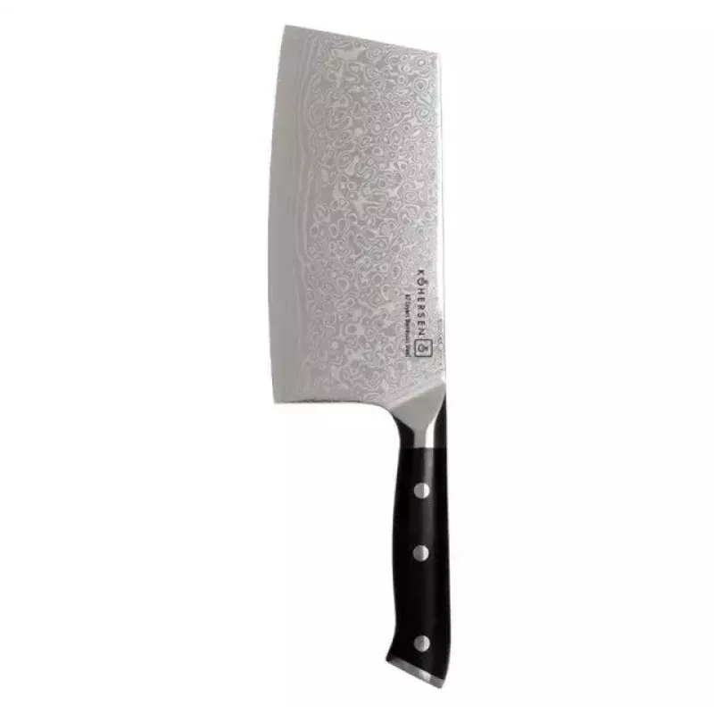 Cuchillo de picar KOHERSEN Elegance ébano acero damasco cuchillo de picar 16,5 cm, 60 HRC, mango de 13 cm, 335 g