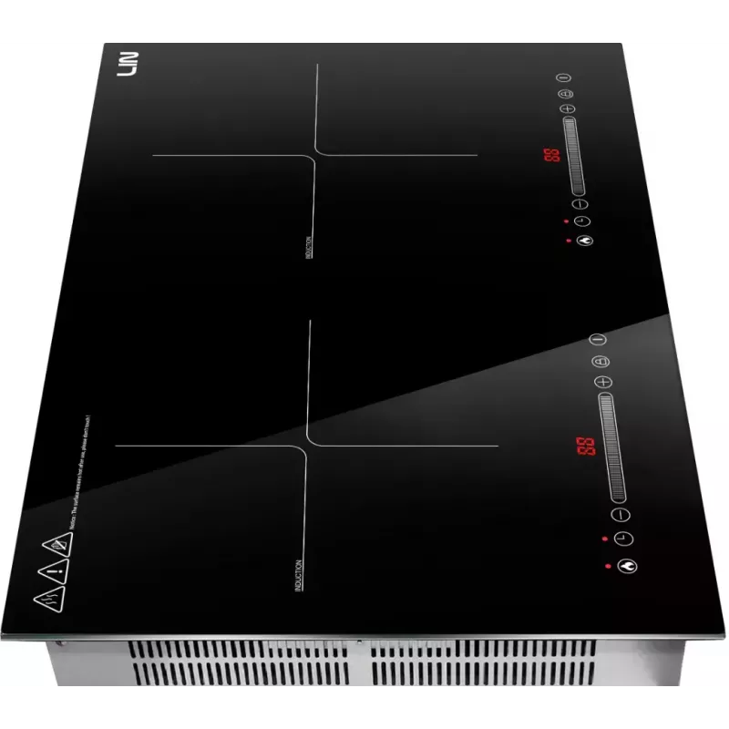 Placa de inducción LIN LI2H-180, empotrable de 2 zonas, 3200 W, control táctil, vitrocerámica negra