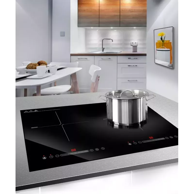 Placa de inducción LIN LI2H-180, empotrable de 2 zonas, 3200 W, control táctil, vitrocerámica negra