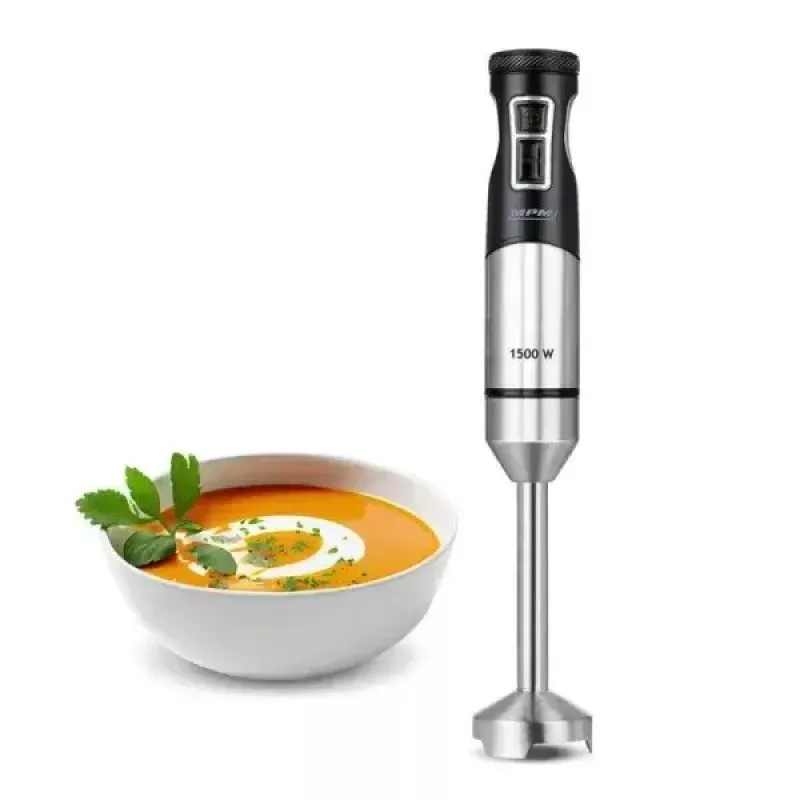 Batidora de brazo MPM MBL-33M, 1500 W, 9 velocidades, turbo, cuchillas de acero inoxidable, asa para colgar, 220–240 V