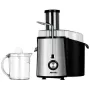 Exprimidor centrífugo MPM MSO-18-M, motor de 1000 W, jarra de zumo 1 L, control de 2 velocidades, acero inoxidable, negro/plateado