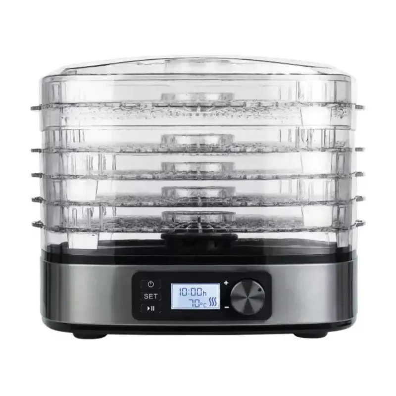 MPM MSG-12 deshidratador de alimentos, 5 bandejas, 380 W, 35–75 °C, temporizador de 0,5–36 h, carcasa de acero inoxidable