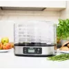 MPM MSG-12 deshidratador de alimentos, 5 bandejas, 380 W, 35–75 °C, temporizador de 0,5–36 h, carcasa de acero inoxidable