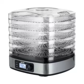 Deshidratador MPM MSG-12, 6 bandejas, 380 W, 35–75 °C, temporizador 0,5–36 h, carcasa de acero inoxidable