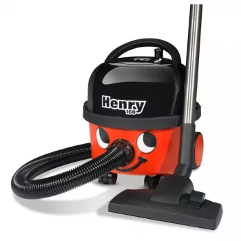 Aspirador de arrastre NUMATIC Henry Compact HVR160 — bolsa de polvo 6 L, 620 W, limpieza en seco, tubo de acero inoxidable, cable de 10 m
