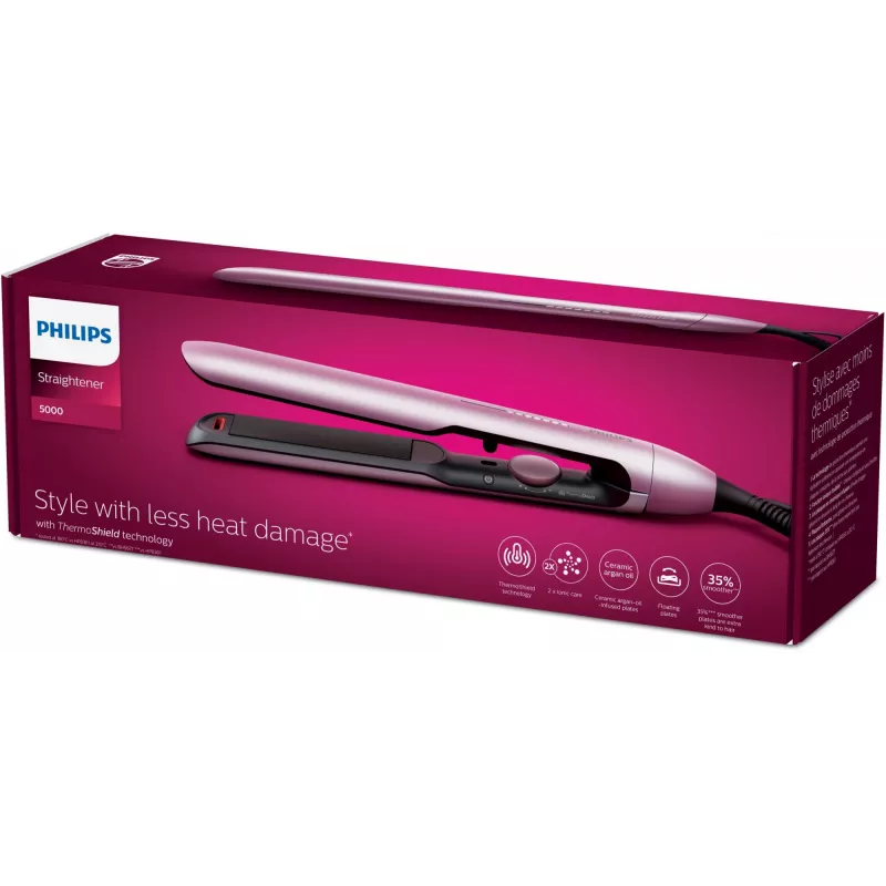 Philips serie 5000 BHS530/00 plancha de pelo, rosa claro