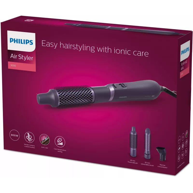 Set de styling Philips 3000 series BHA305/00 — 800 W, 3 niveles de calor, 3 accesorios, lila