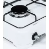 Ravanson K-02T cocina de gas de sobremesa, 2 fuegos, gas GLP, tapa de transporte, blanca