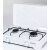 Ravanson K-02T cocina de gas de sobremesa, 2 fuegos, gas GLP, tapa de transporte, blanca