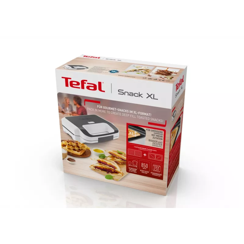 Tefal Snack XL SW701110 sandwichera, 850 W, blanca/acero inoxidable