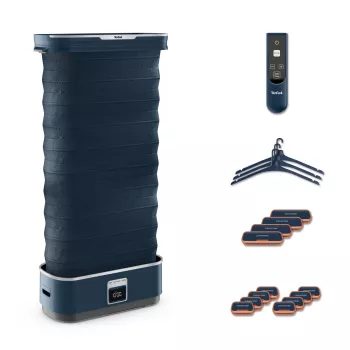 Plancha de vapor Tefal Care For You First YT2020 1500W 1,2L azul — plancha vertical con depósito de agua extraíble, apagado automático, indicador